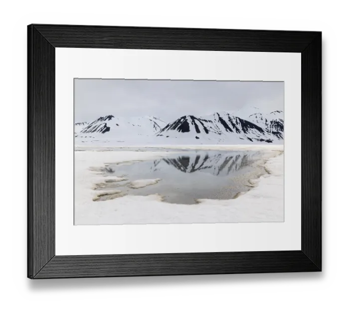 Framed Print : Meltwater in front of mountain range Framed Print : Meltwater in front of mountain range