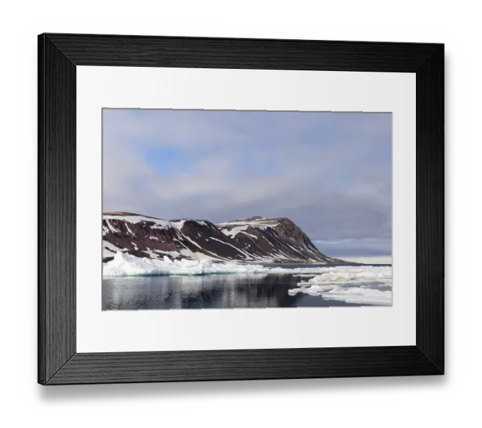 Framed Print : Drift ice, sea ice, sea, mountain range