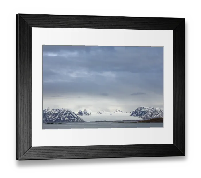 Framed Print : Mountain range, snow, sea, Bamsebu Framed Print : Mountain range, snow, sea, Bamsebu
