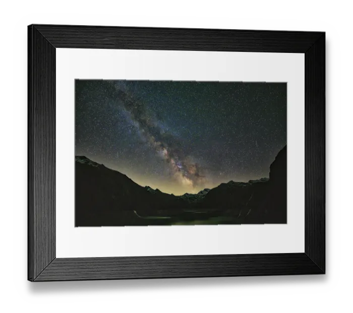 Framed Print : Fascinating Milky Way over a dark mountain panorama Framed Print : Fascinating Milky Way over a dark mountain panorama