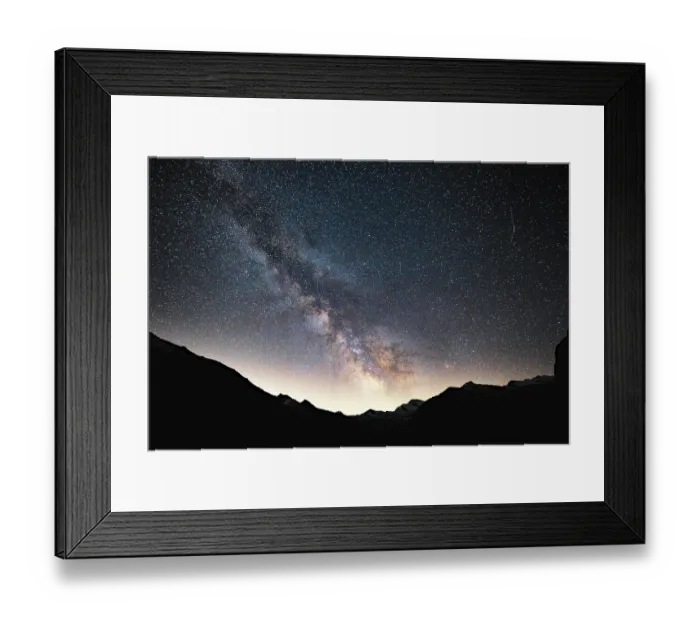 Framed Print : Radiant Milky Way in the sky above silhouetted mountains
