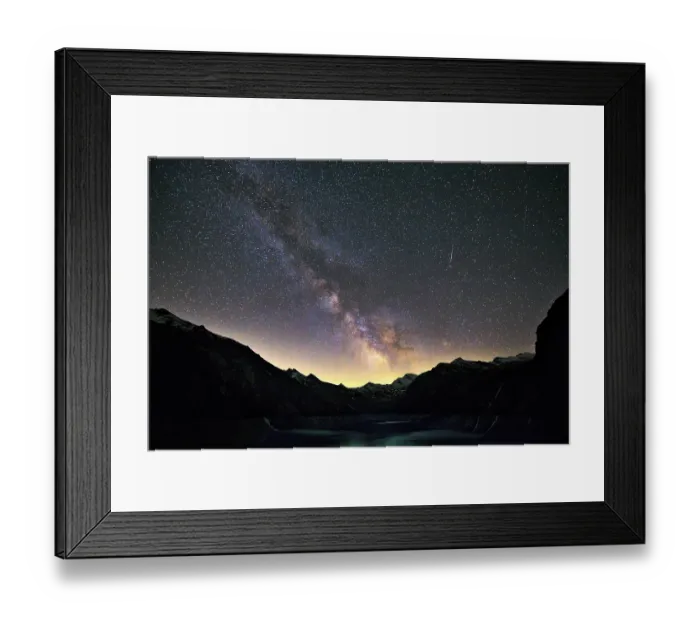 Framed Print : Glittering Milky Way stretches over the mountain range