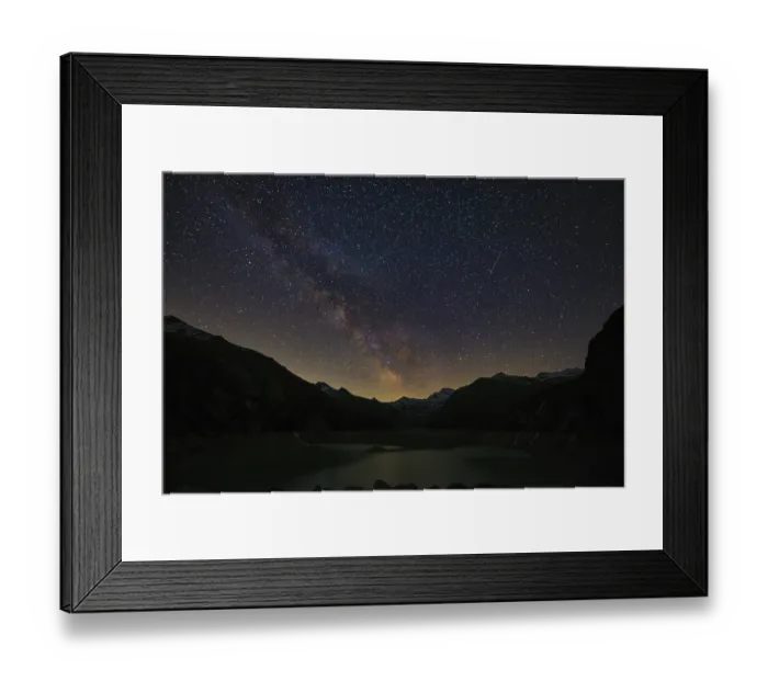 Framed Print : The Milky Way shines over the dark mountain peaks Framed Print : The Milky Way shines over the dark mountain peaks