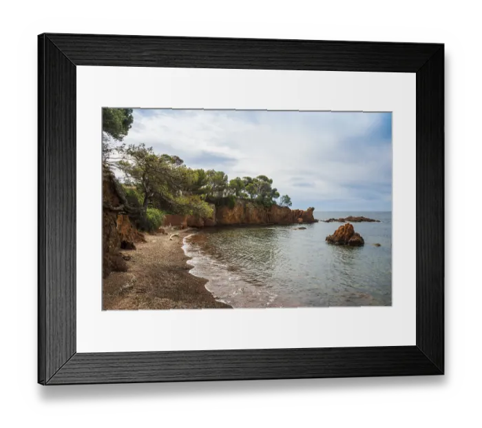 Framed Print : Picturesque beach and red rocks Framed Print : Picturesque beach and red rocks