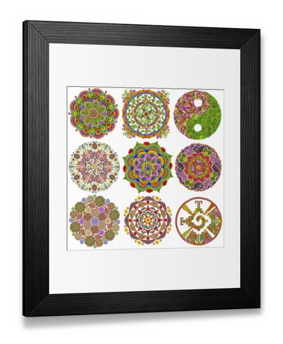 Framed Print : Abstract circle mandalas made from flowers and leaves Framed Print : Abstract circle mandalas made from flowers and leaves