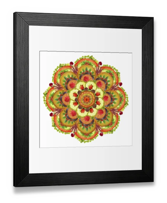 Framed Print : Mandala vegetarian Pizza - vegetables