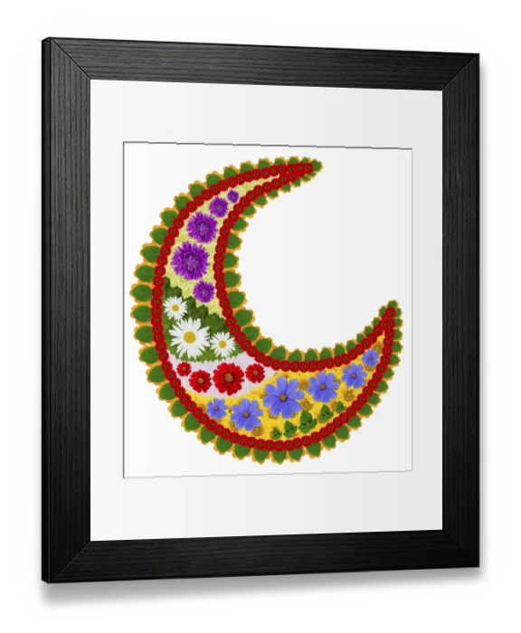 Framed Print : Half Moon floral Buddhism mandala