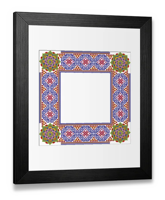 Framed Print : Square simple mandalas photo frame in rustic style made from summer flowers Framed Print : Square simple mandalas photo frame in rustic style made from summer flowers