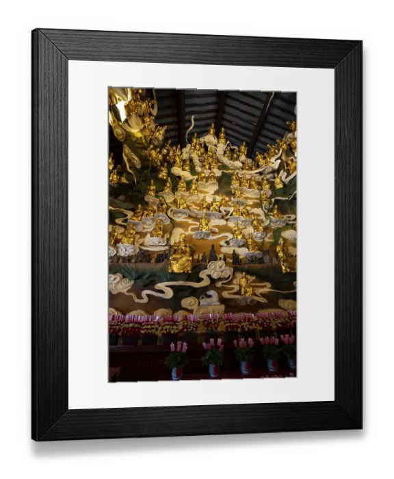 Framed Print : Many golden Buddha statues, House of Prayer