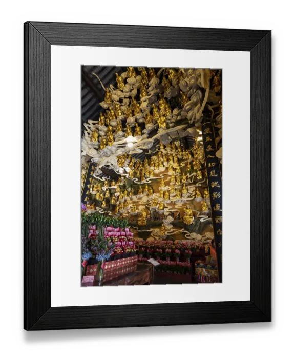 Framed Print : Many golden Buddha statues, House of Prayer