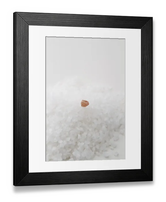 Framed Print : Mountain of white salt with one grain of pink salt Framed Print : Mountain of white salt with one grain of pink salt