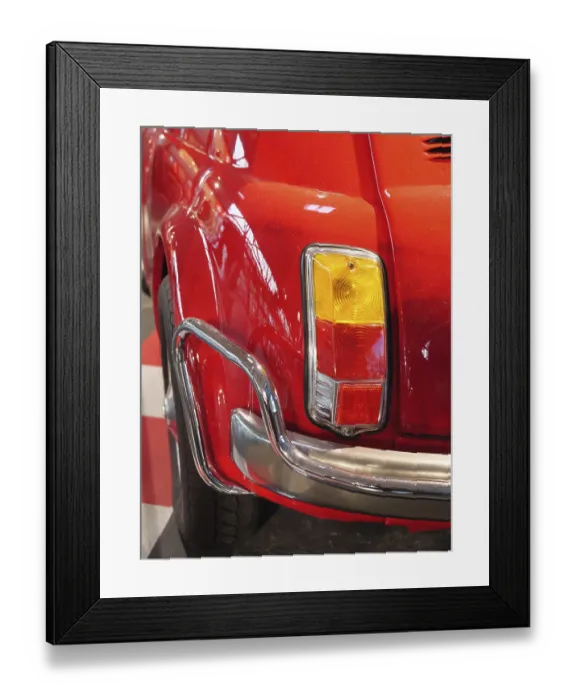 Framed Print : Detail of a red classic car with distinctive tail lights Framed Print : Detail of a red classic car with distinctive tail lights