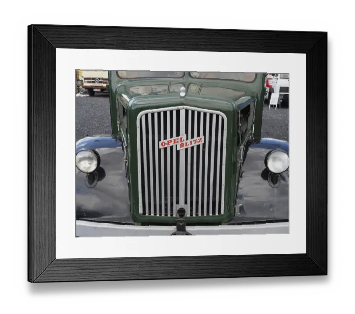 Framed Print : Front view of an Opel Blitz vintage car with characteristic radiator grille