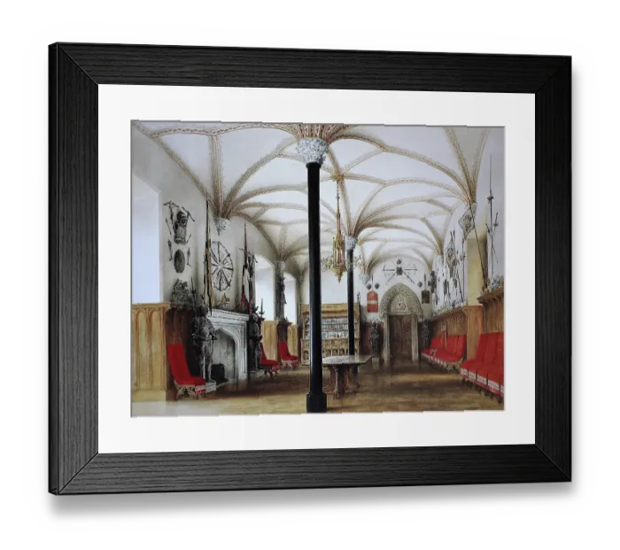 Framed Print : The Knights Hall at Stolzenfels Castle near Koblenz around 1845 Framed Print : The Knights Hall at Stolzenfels Castle near Koblenz around 1845