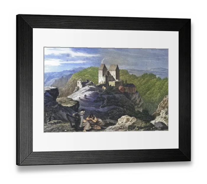 Framed Print : Rabeneck Castle, around 1850, high medieval noble castle