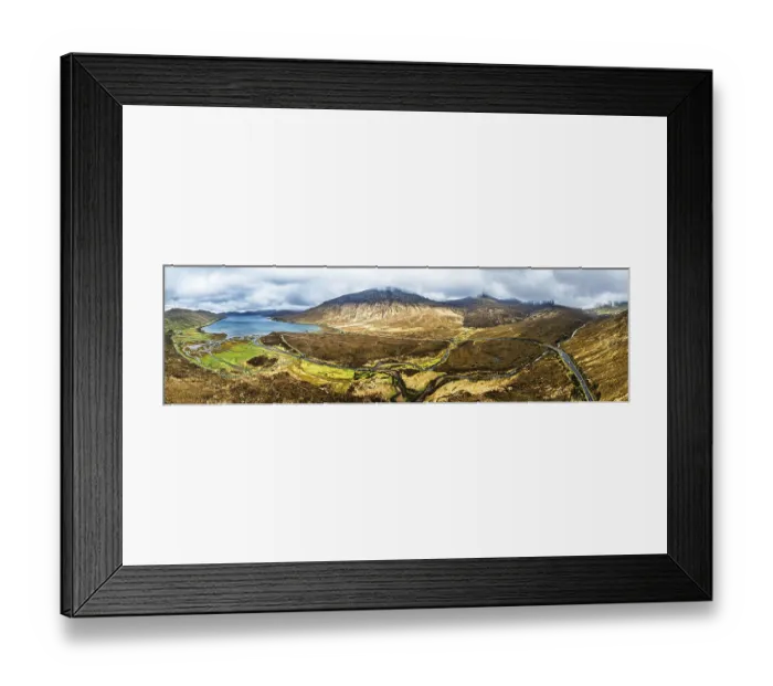 Framed Print : Panorama of Eas a Bhradain Waterfall from drone