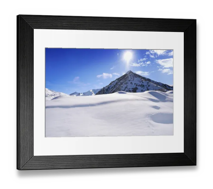 Framed Print : Cerler peak with winter snow is a ski spot in Huesca of Aragon in Spain