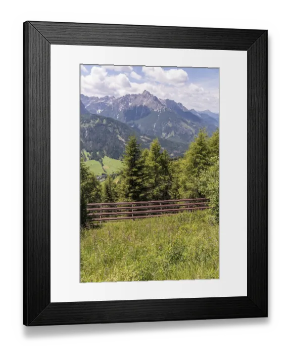 Framed Print : Avalanche protection in the high mountains with a view of the Dolomites