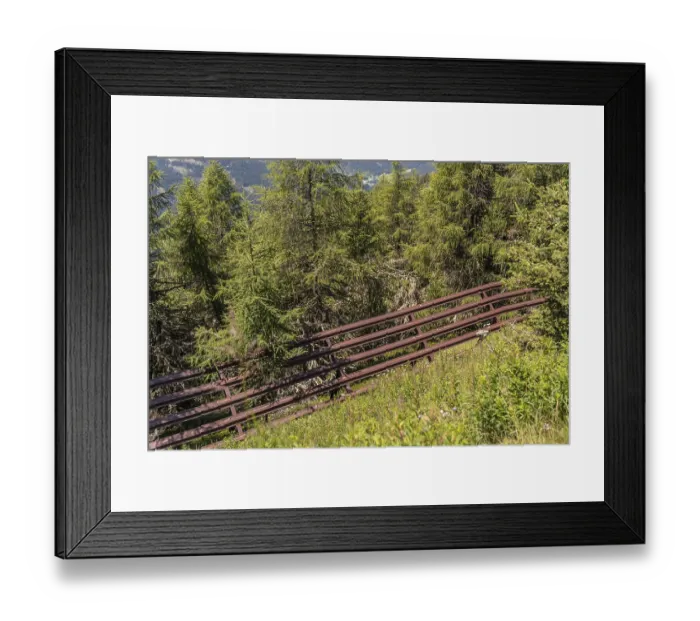 Framed Print : Avalanche protection in the high mountains with a view of the Dolomites