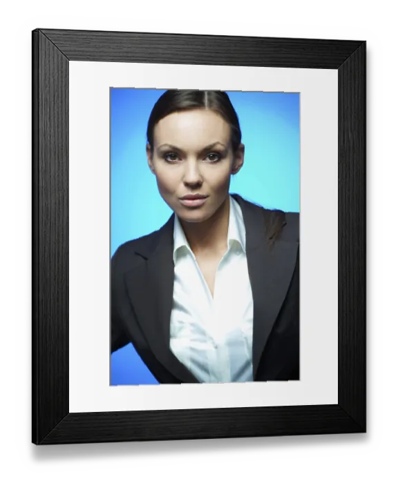 Framed Print : Beautiful and sexy brunette business woman isolated on clear background