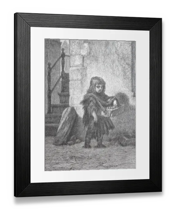 Framed Print : Madchen, Zundholzchenverkauferin im Ghetto von Amsterdam Framed Print : Madchen, Zundholzchenverkauferin im Ghetto von Amsterdam