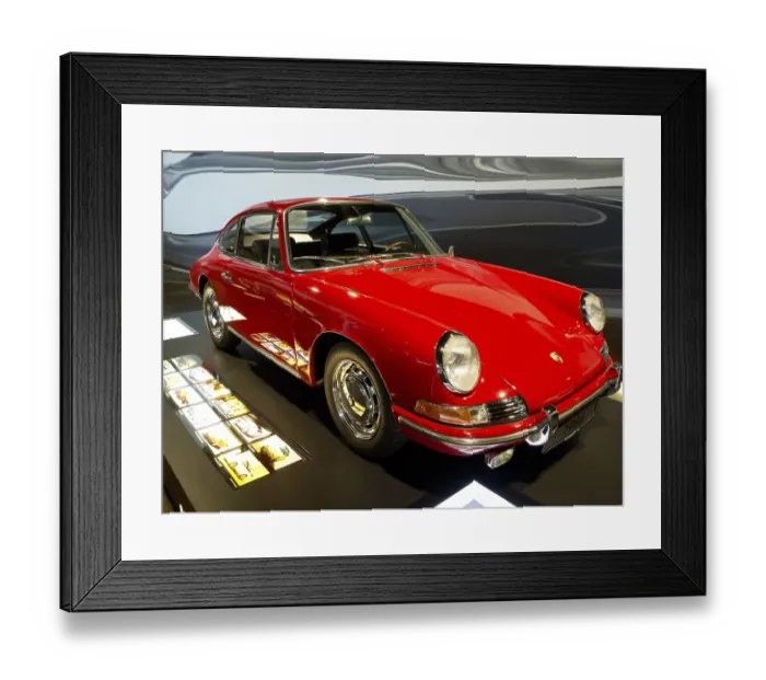 Framed Print : Elegant side view of a red Porsche classic car from 1966 Framed Print : Elegant side view of a red Porsche classic car from 1966