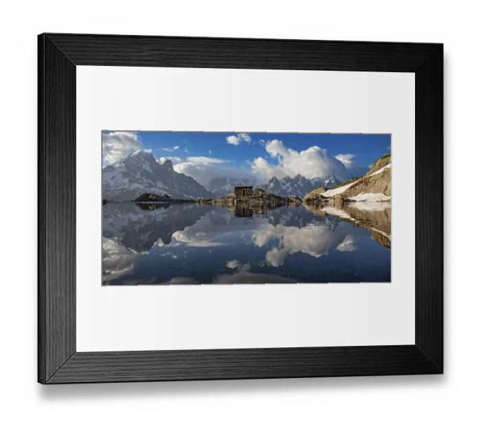 Framed Print : Mountain lake with clear reflection