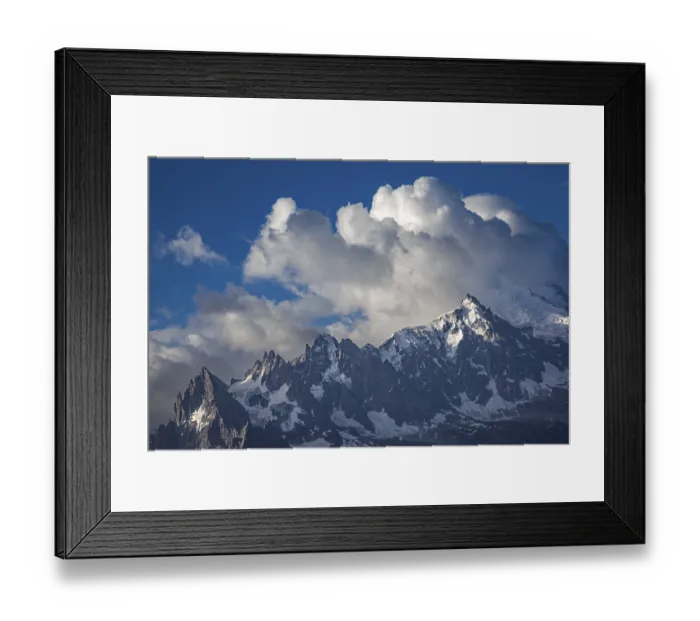 Framed Print : Dramatic cape atmosphere over the Aiguille du Moine and Mont Blanc
