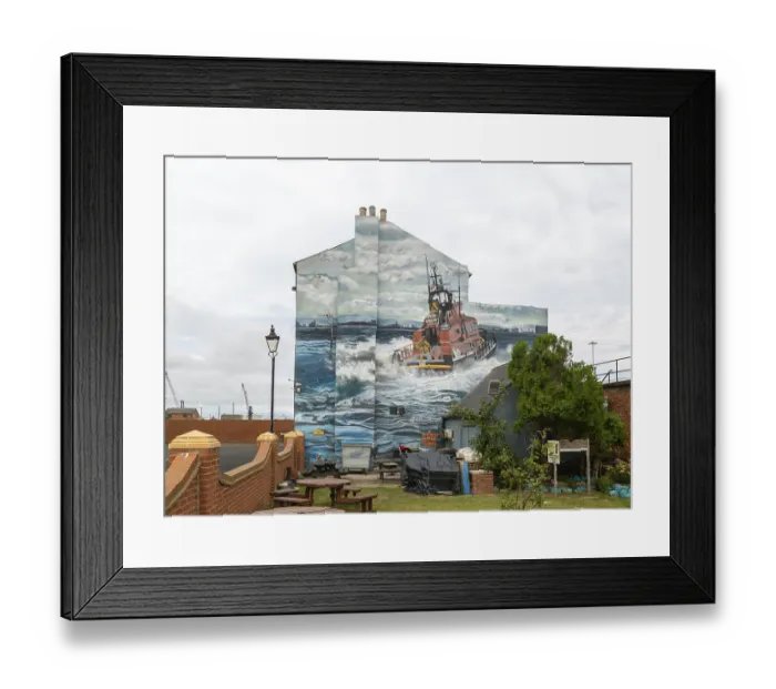 Framed Print : Lifeboat mural by Durham Spray Paints Framed Print : Lifeboat mural by Durham Spray Paints
