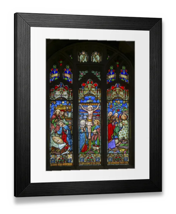 Framed Print : Stained glass window inside St Hilda's church Framed Print : Stained glass window inside St Hilda's church