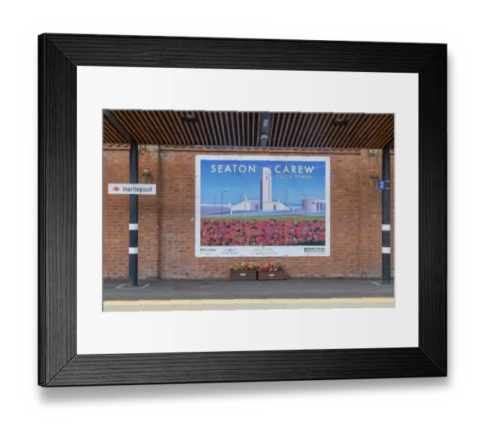 Framed Print : Tourism promotion billboard poster at railway station