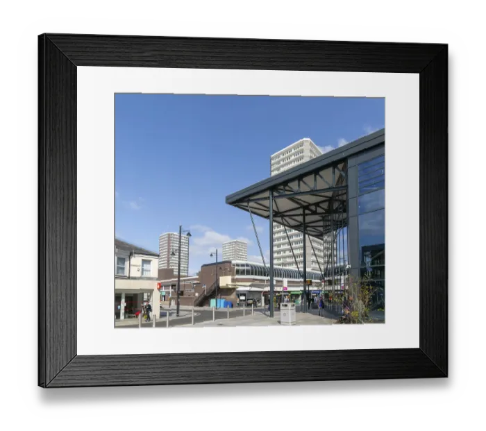 Framed Print : Modern architecture from metro train station in city centre