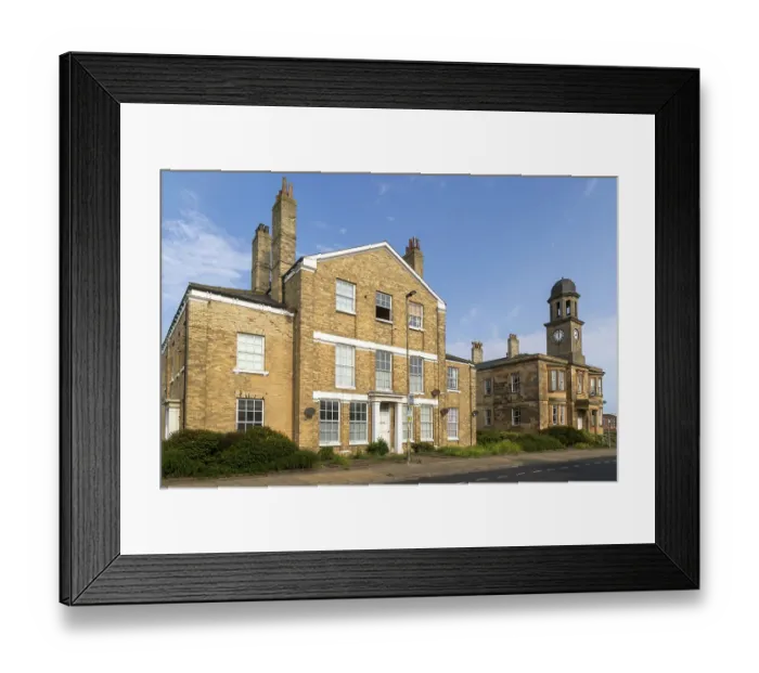 Framed Print : Old Custom House building 1844 and Old Docks Office 1846 with clock tower