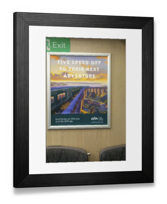 Framed Print : GWR train poster onboard Great Western Railway train