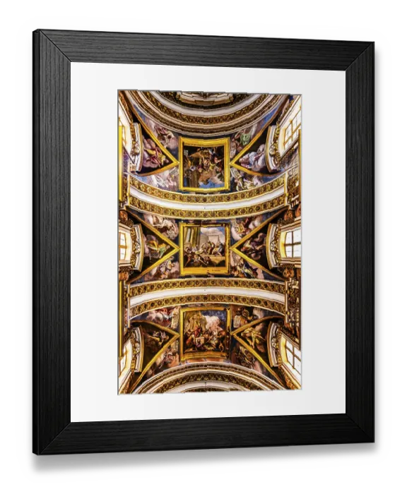 Framed Print : Ceiling paintings, St Paul's Cathedral with magnificent baroque interior
