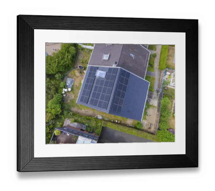 Framed Print : House with solar panels on the roof Framed Print : House with solar panels on the roof