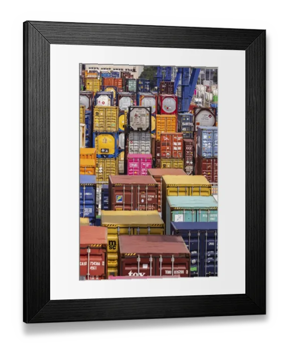 Framed Print : Containers pile up in the harbour