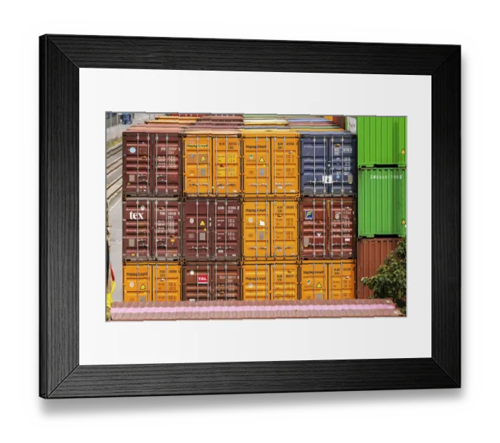 Framed Print : Containers pile up in the harbour