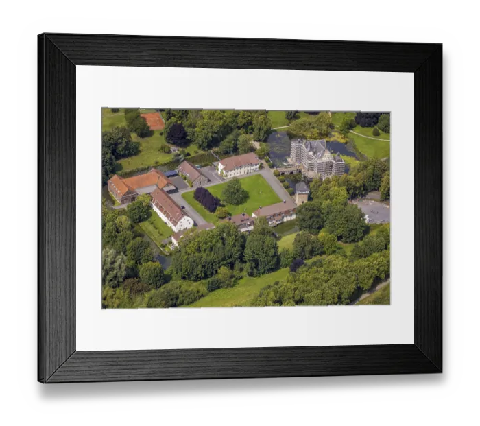 Framed Print : Aerial view, Bodelschwingh Castle and castle park
