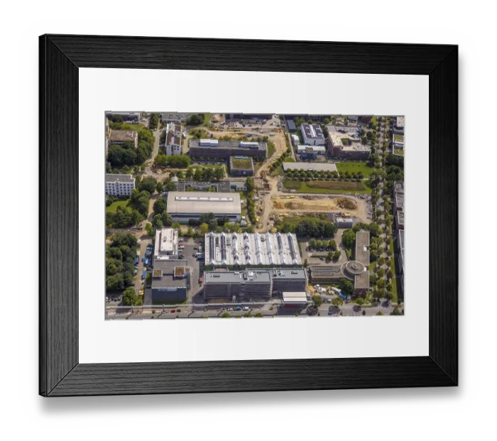 Framed Print : Aerial view, Technology Centre and TU Dortmund University Construction site with new building Framed Print : Aerial view, Technology Centre and TU Dortmund University Construction site with new building