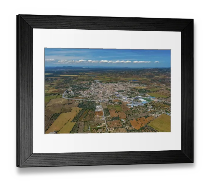 Framed Print : Aerial view, View of Santanyi with view into the interior