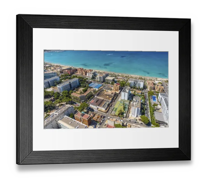 Framed Print : Aerial view, gastronomy Bamboleo beer garden