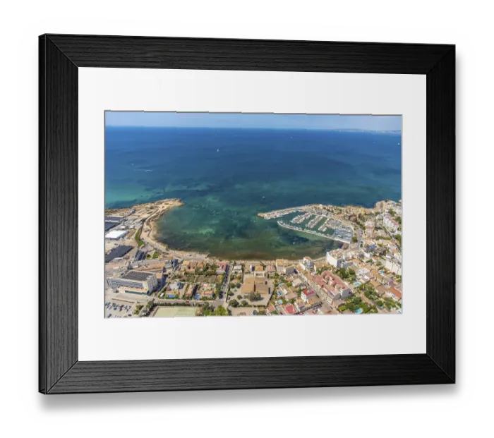 Framed Print : Aerial view, Cala Gamba bay and harbour