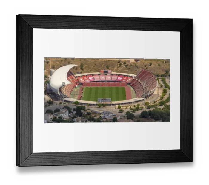 Framed Print : Aerial view, football stadium Estadi de Son Moix Framed Print : Aerial view, football stadium Estadi de Son Moix