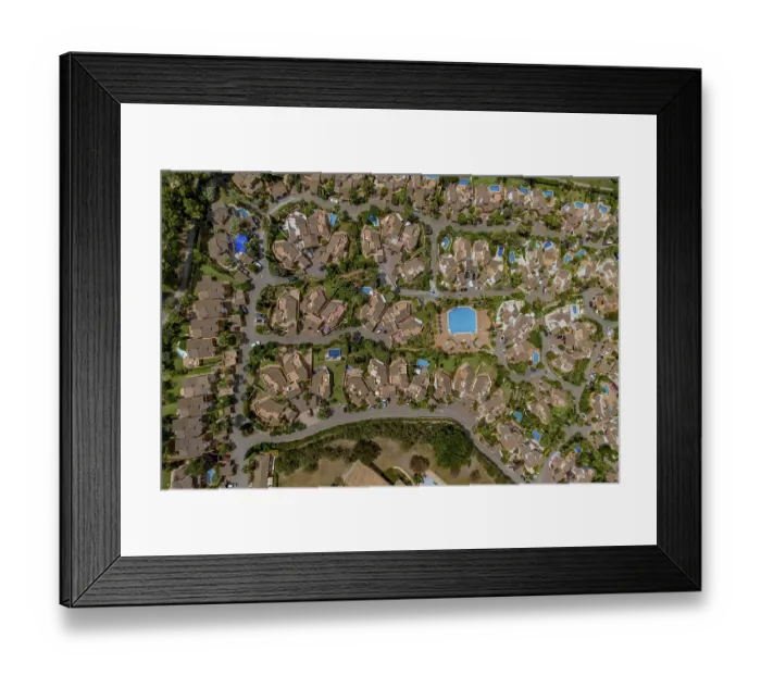 Framed Print : Aerial view, holiday resort at the golf course Golf Santa Ponca