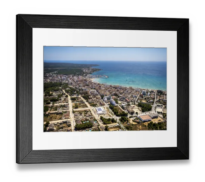 Framed Print : Aerial view, Arenal beach with Balneario 5 Framed Print : Aerial view, Arenal beach with Balneario 5