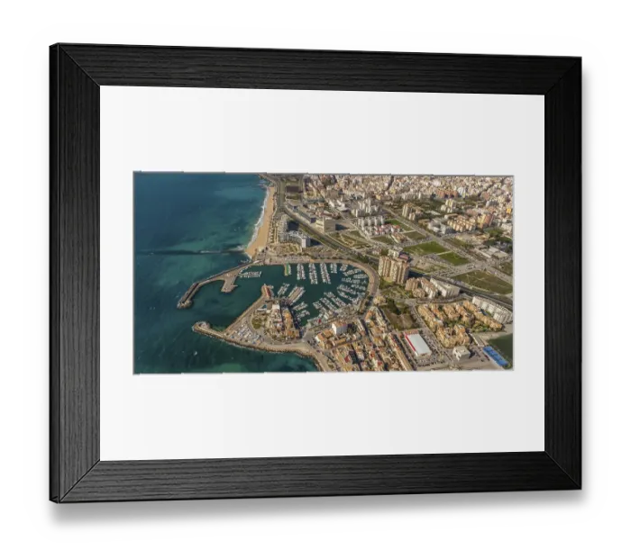Framed Print : Aerial view, bay and harbour, Puerto de Portixol