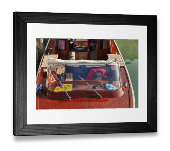 Framed Print : Water taxi, taxi boat, view from above