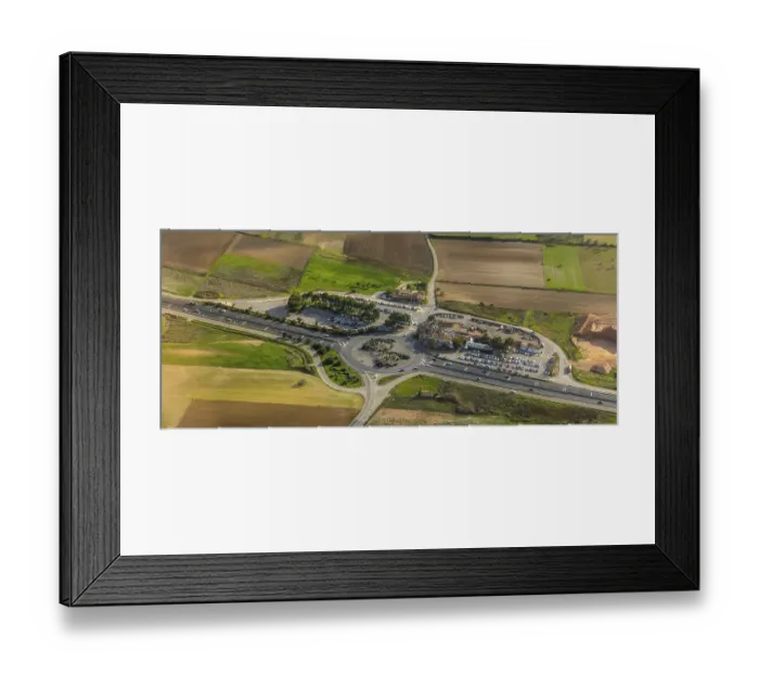 Framed Print : Aerial view, roundabout with Ball de Cultures de Miguel Sarasate sculptures Framed Print : Aerial view, roundabout with Ball de Cultures de Miguel Sarasate sculptures
