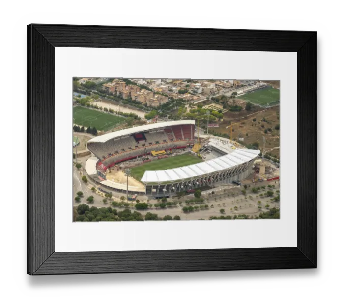 Framed Print : Aerial view, football stadium Estadi Majorca Son Moix